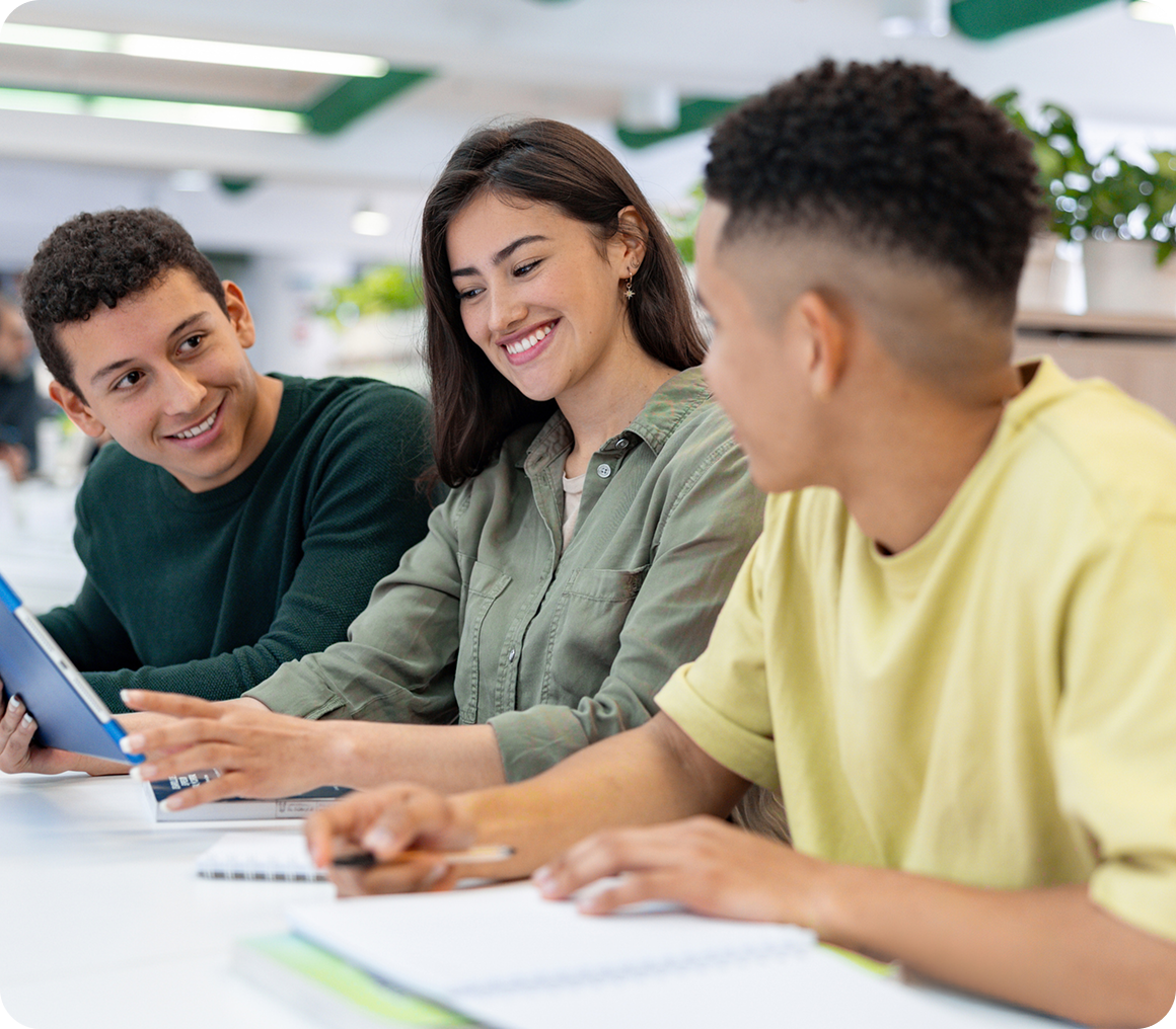 Students collaborating in a group study session