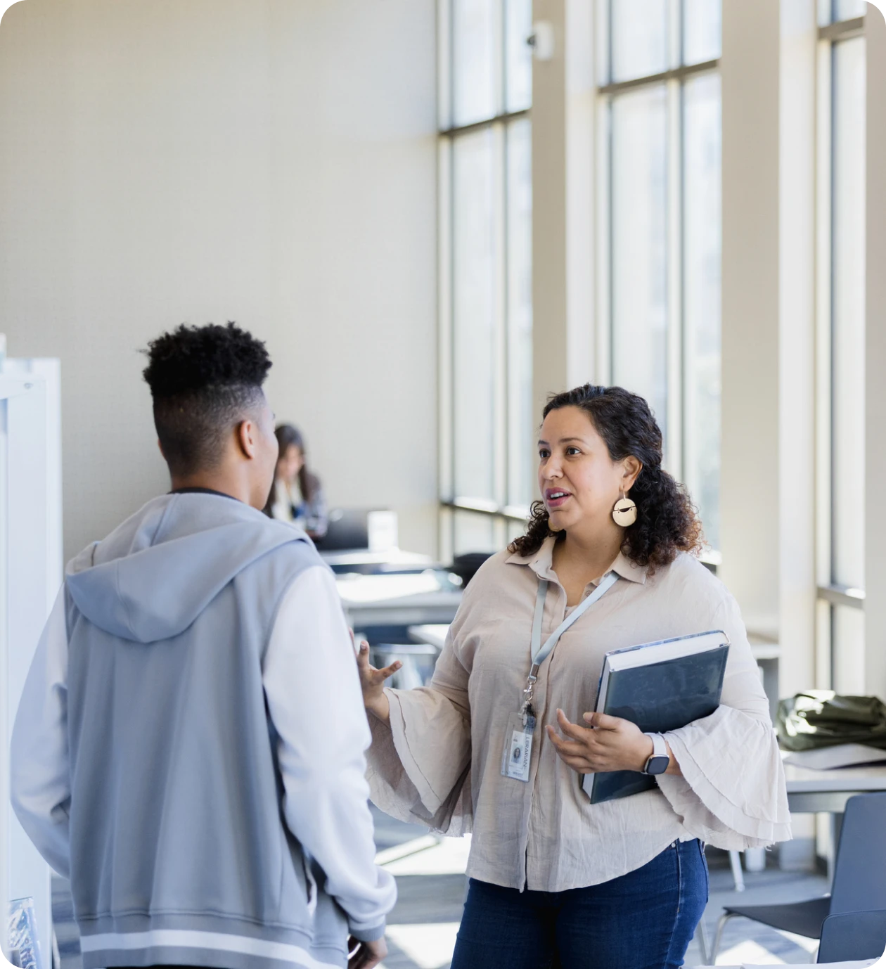 School discussion between teacher and student